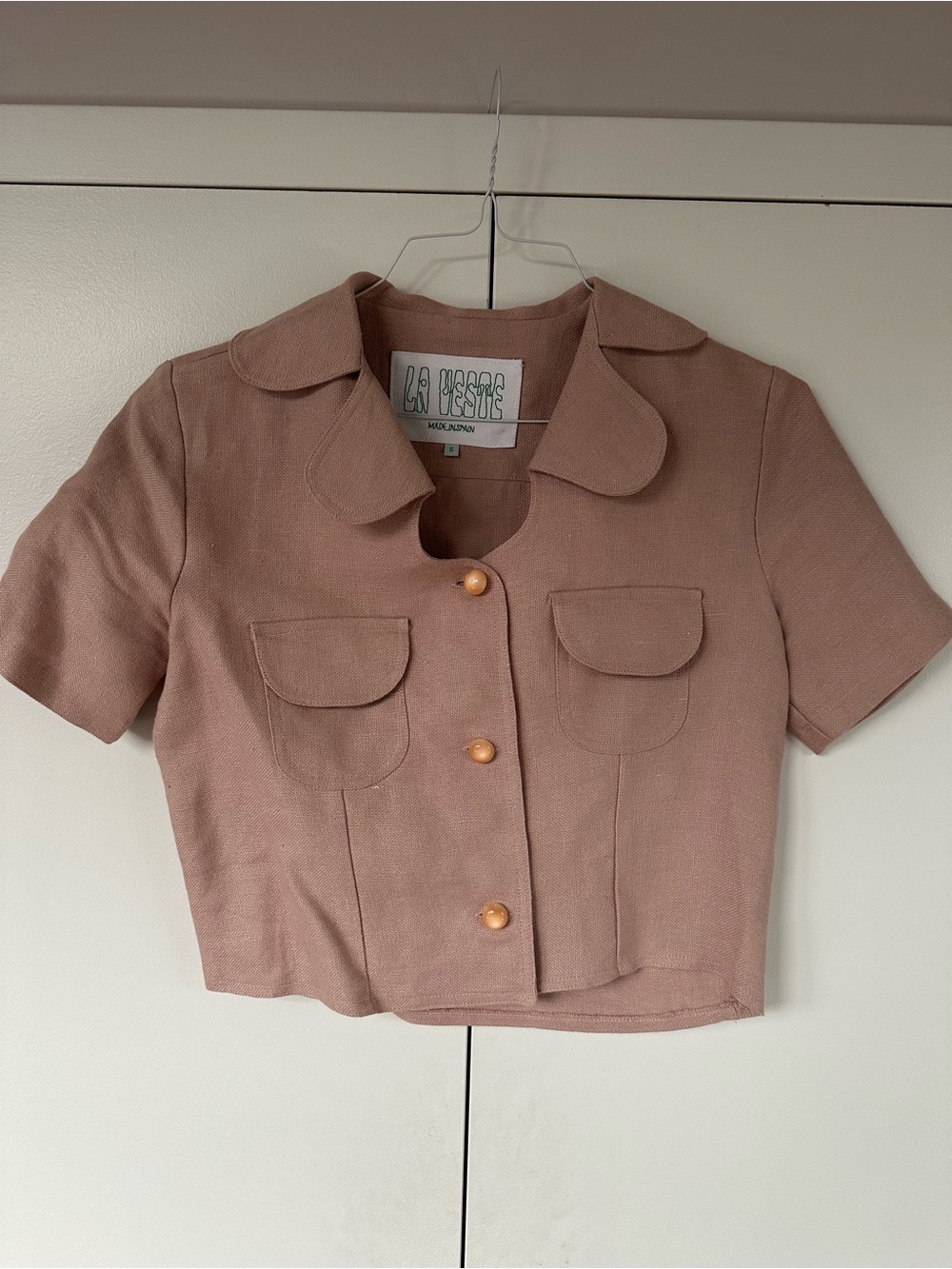 La Veste Pink Short Sleeve Cropped Shirt